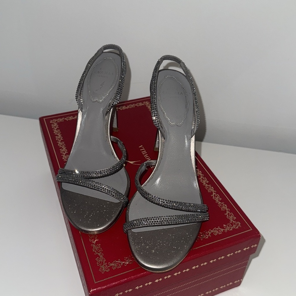 Rene Caovilla Silver High Heel Sandals